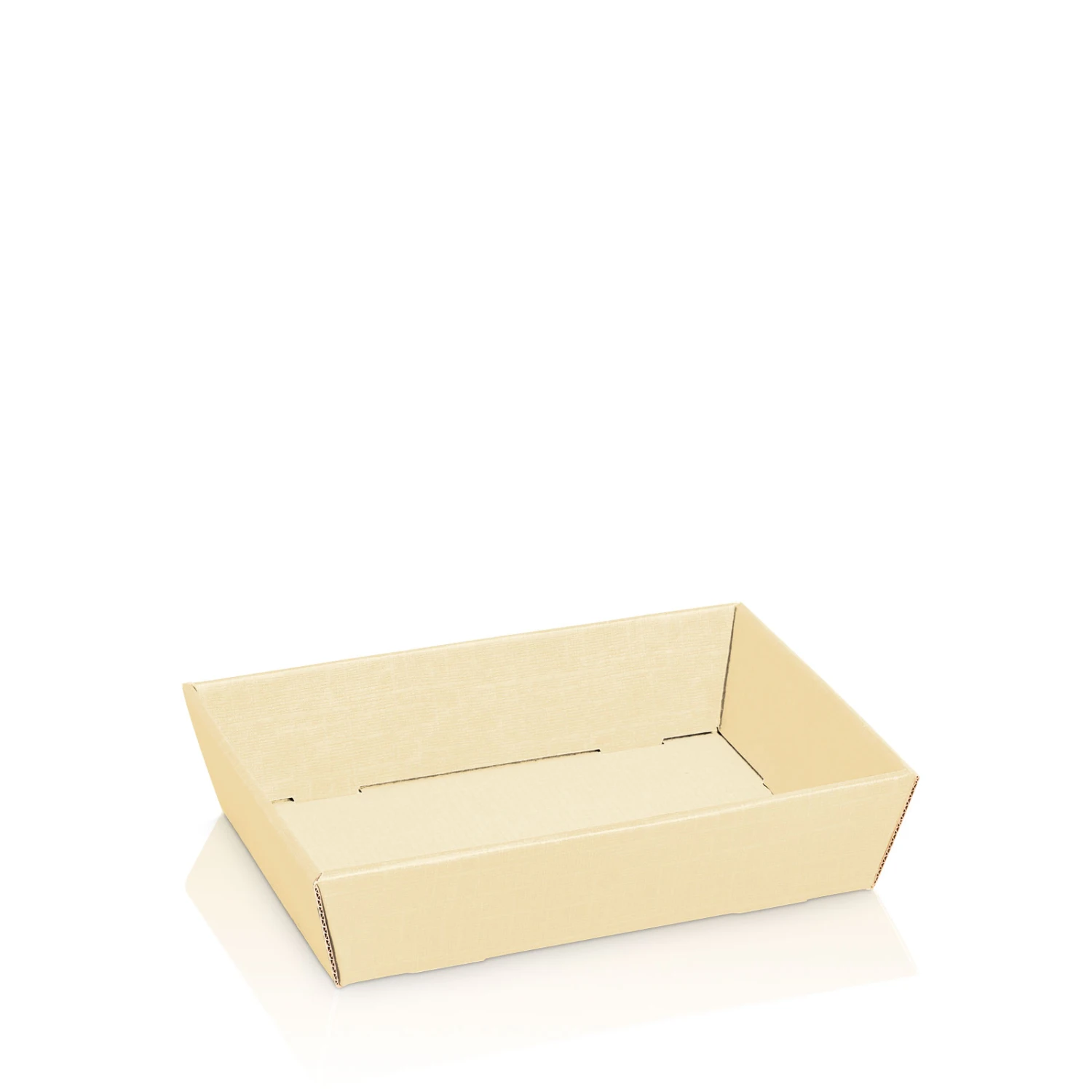 Präsentkorb Leer Mit Strukturprägung Seta Creme Flach Mini VE 25 Stück