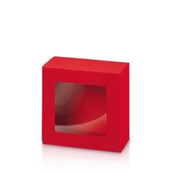 Geschenkverpackung Welle Rot Allround -S- Mit Folienfenster 25 Stück